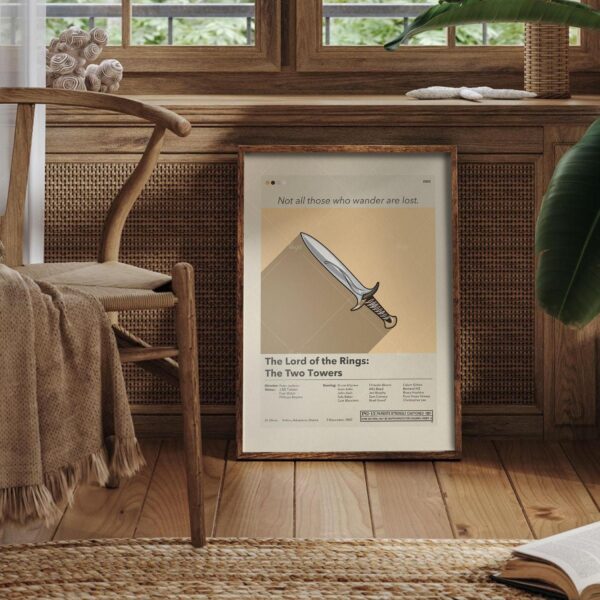 Mid-century modern style Lord of the Rings Two Towers movie poster