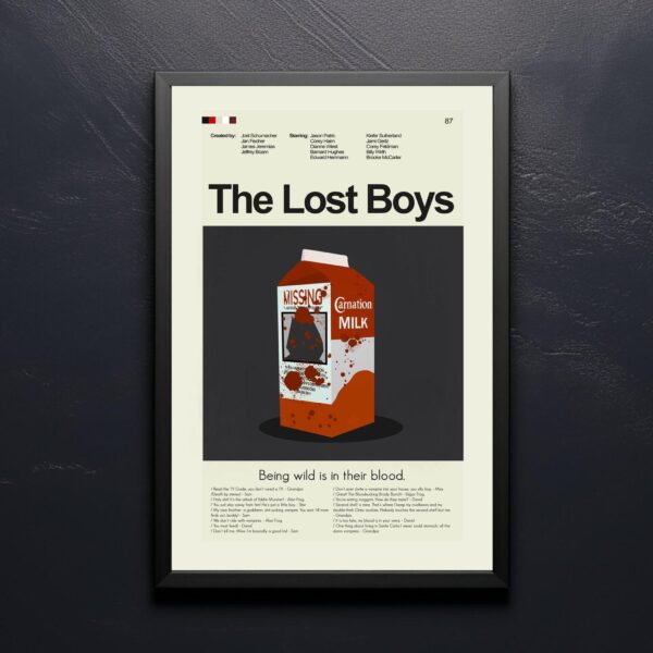 Mid-century modern movie poster for The Lost Boys with vintage design