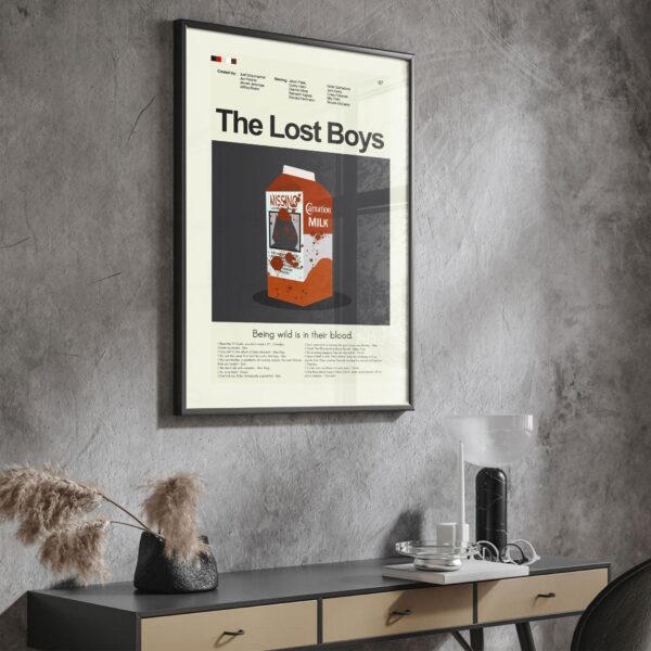 Mid-century modern movie poster for The Lost Boys with vintage design