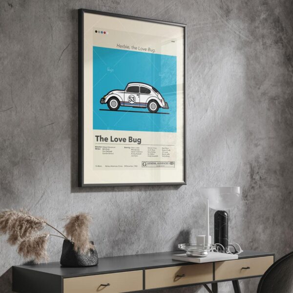 Mid-century modern The Love Bug movie poster by 20th Century Studios