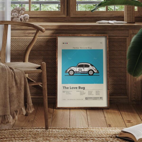 Mid-century modern The Love Bug movie poster by 20th Century Studios