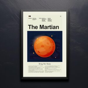Mid-century modern style poster of The Martian movie artwork