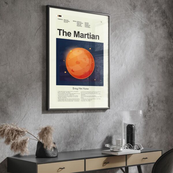 Mid-century modern style poster of The Martian movie artwork