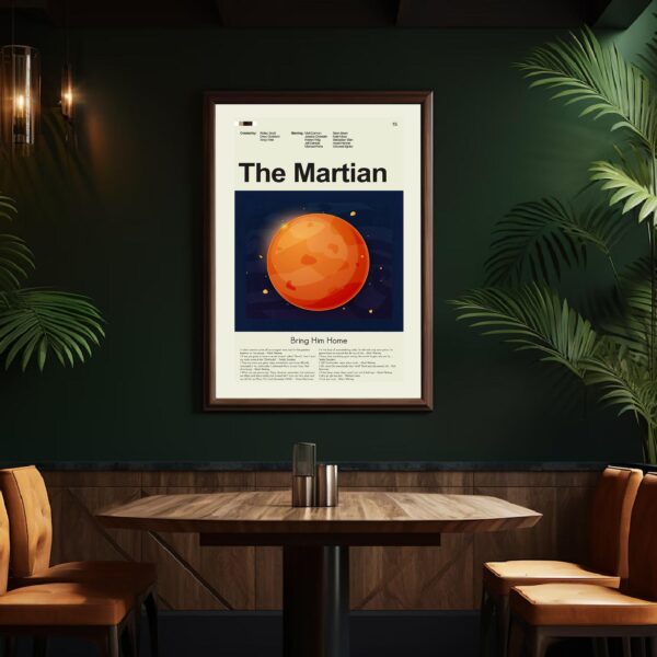 Mid-century modern style poster of The Martian movie artwork