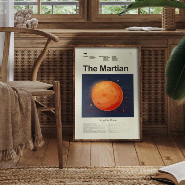 Mid-century modern style poster of The Martian movie artwork