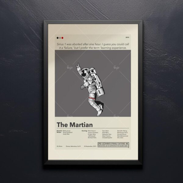 Mid-century modern style poster of The Martian movie cover art