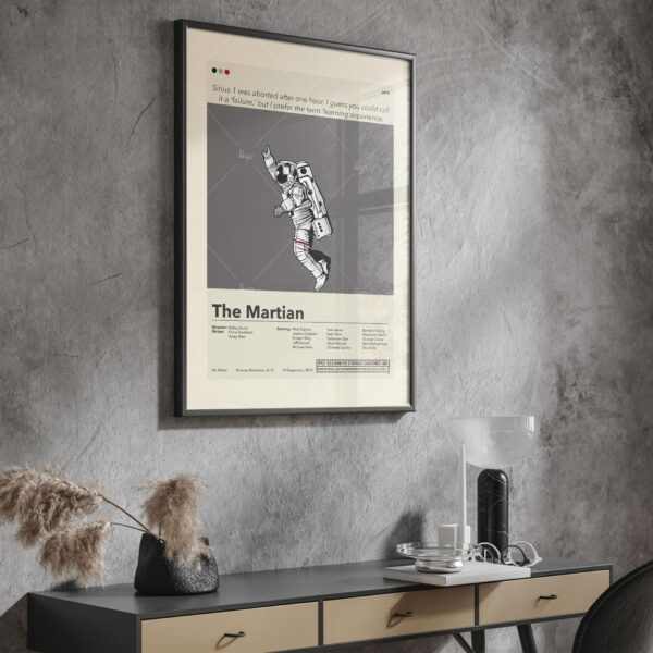 Mid-century modern style poster of The Martian movie cover art