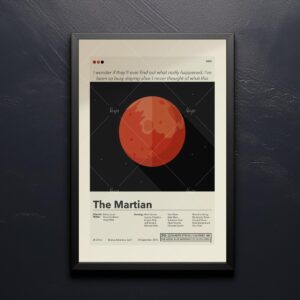 Mid-century modern style poster of The Martian movie artwork
