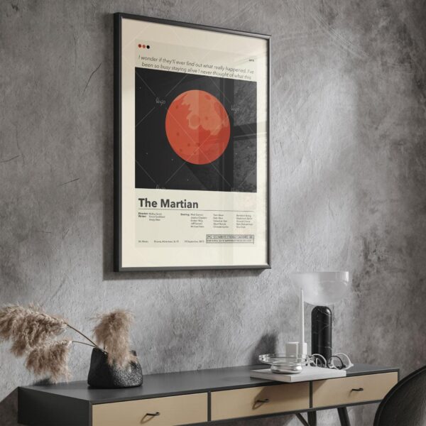 Mid-century modern style poster of The Martian movie artwork