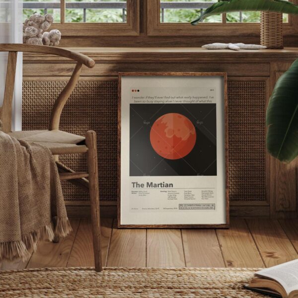 Mid-century modern style poster of The Martian movie artwork