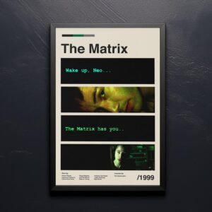 Mid-century poster of The Matrix movie, retro artwork
