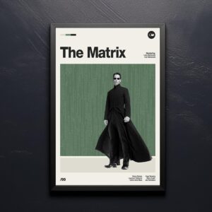 Mid-century poster of The Matrix movie in vintage style