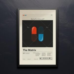 Mid-century modern style The Matrix movie wall poster art