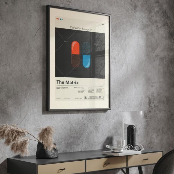 Mid-century modern style The Matrix movie wall poster art