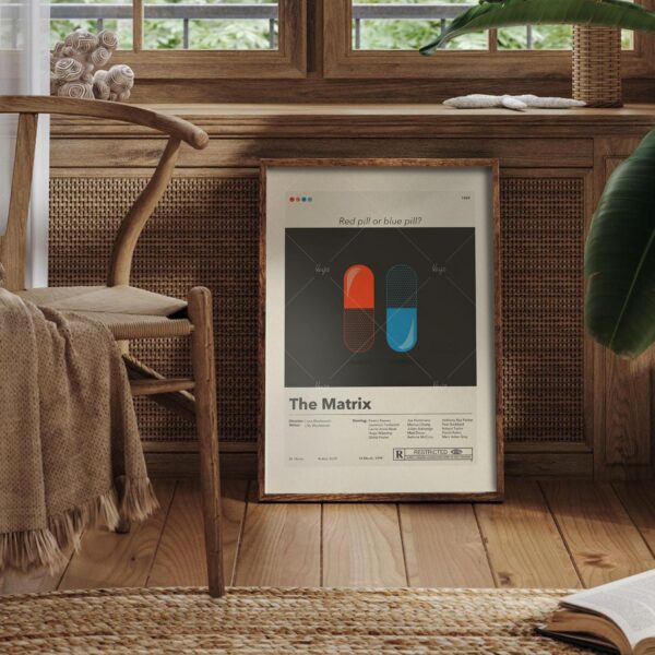 Mid-century modern style The Matrix movie wall poster art
