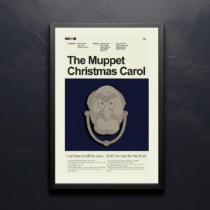 Mid-century modern style poster of The Muppet Christmas Carol movie