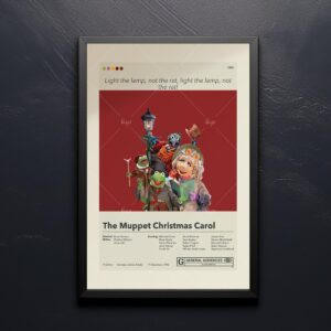 Mid-century modern poster of The Muppet Christmas Carol movie artwork