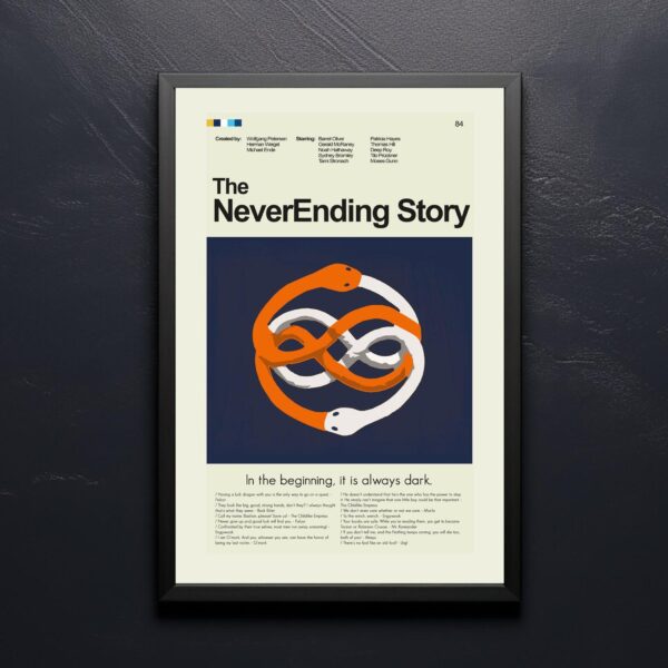 The NeverEnding Story mid-century modern movie poster art print