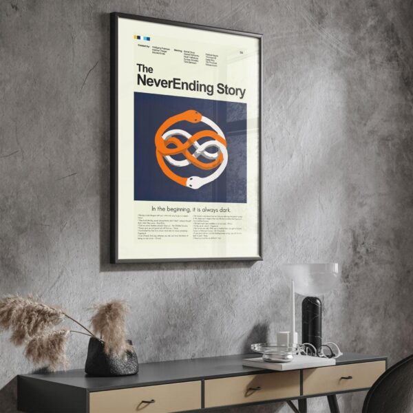 The NeverEnding Story mid-century modern movie poster art print