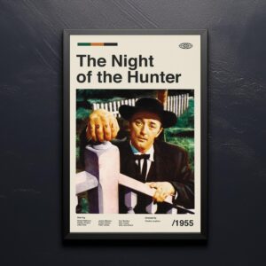 Mid-century modern poster of The Night of the Hunter movie artwork