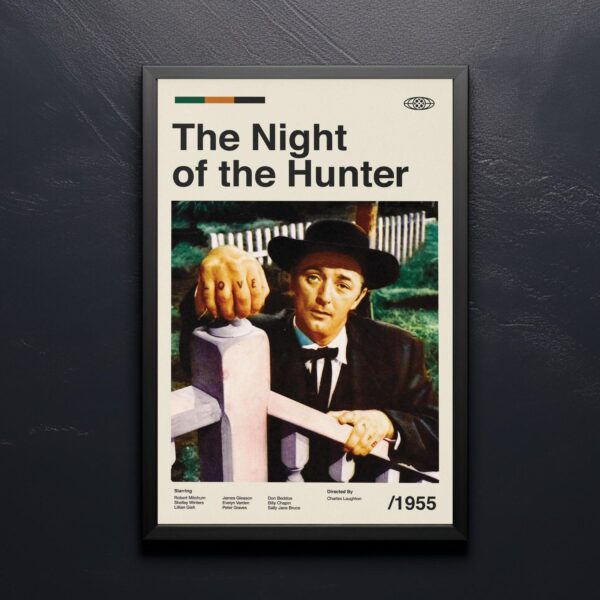 Mid-century modern poster of The Night of the Hunter movie artwork