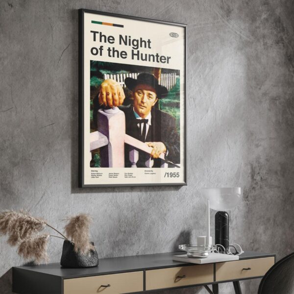 Mid-century modern poster of The Night of the Hunter movie artwork