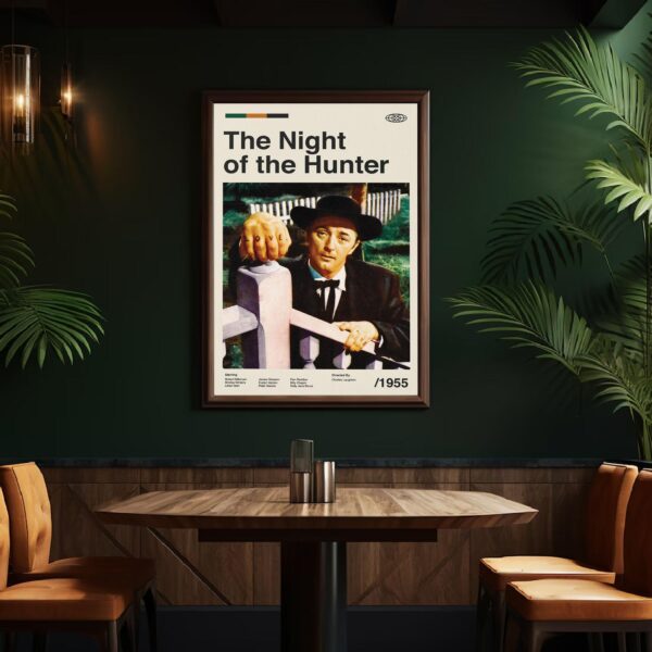 Mid-century modern poster of The Night of the Hunter movie artwork