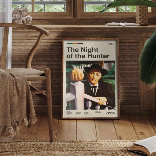 Mid-century modern poster of The Night of the Hunter movie artwork