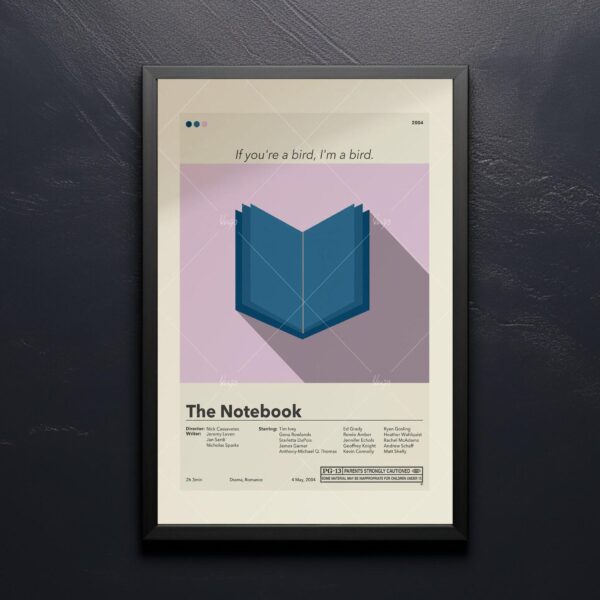Mid-century modern style poster for The Notebook movie