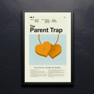 Mid-century modern style The Parent Trap movie poster featuring house illustration