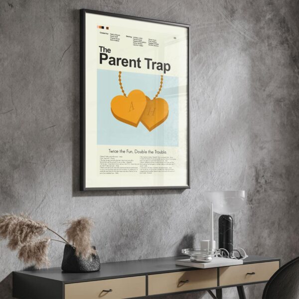Mid-century modern style The Parent Trap movie poster featuring house illustration