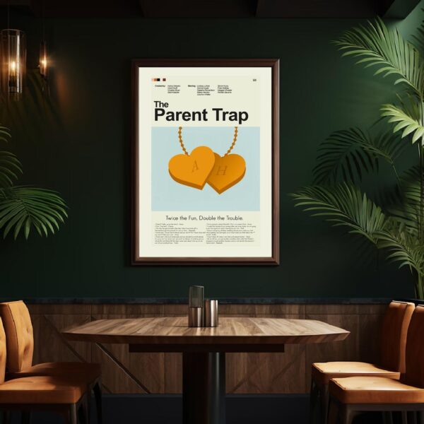 Mid-century modern style The Parent Trap movie poster featuring house illustration