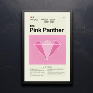 Mid-century modern Pink Panther movie poster with retro design