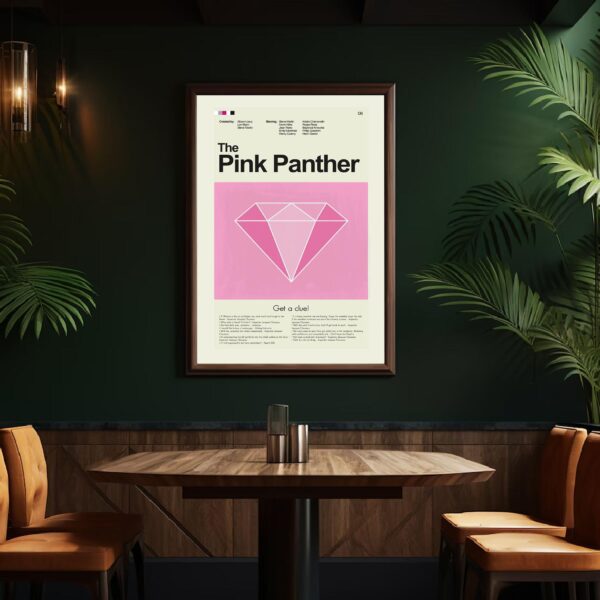 Mid-century modern Pink Panther movie poster with retro design