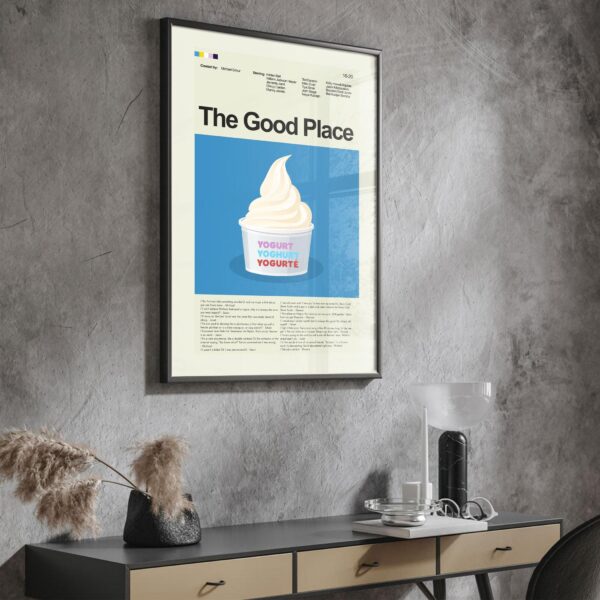 Vintage mid-century modern movie poster titled The Place Is Good!
