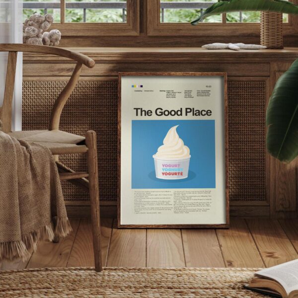 Vintage mid-century modern movie poster titled The Place Is Good!