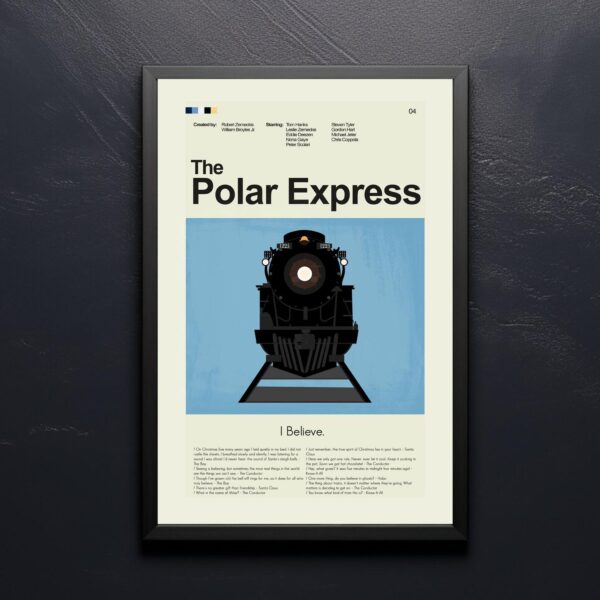Vintage mid-century style poster of The Polar Express movie
