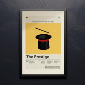 The Prestige movie poster in mid-century modern 20th century style art