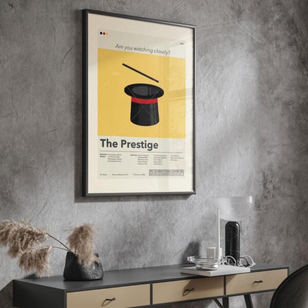 The Prestige movie poster in mid-century modern 20th century style art