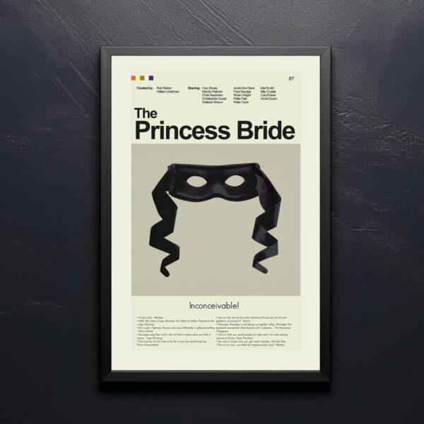 The Princess Bride mid-century modern style movie poster design