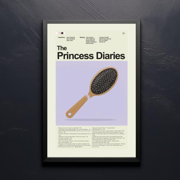 Large mid-century modern poster of The Princess Diaries movie cover art