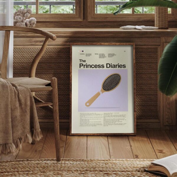 Large mid-century modern poster of The Princess Diaries movie cover art