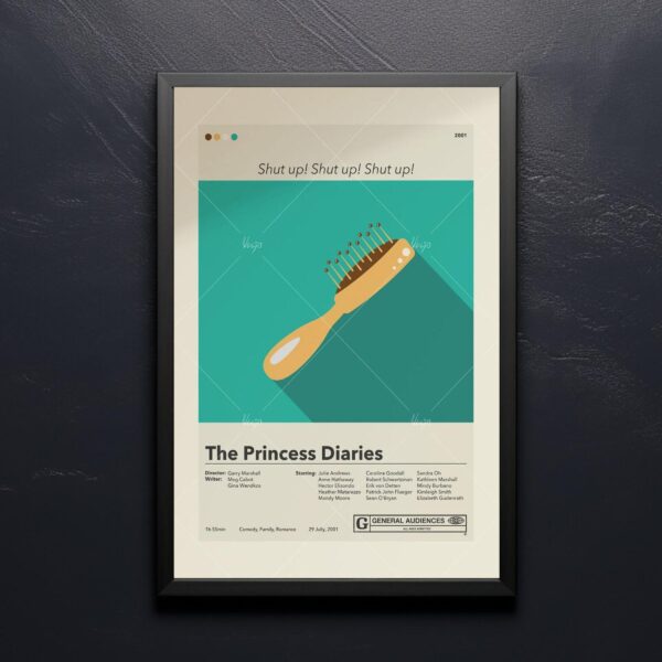 Vintage mid-century modern poster of The Princess Diaries movie