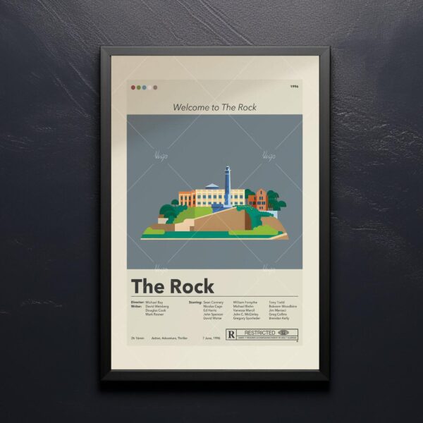 Mid-century modern graphic poster for The Rock movie