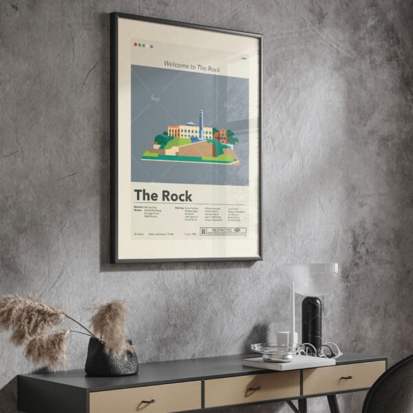 Mid-century modern graphic poster for The Rock movie