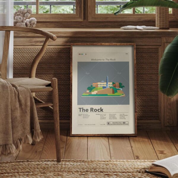 Mid-century modern graphic poster for The Rock movie