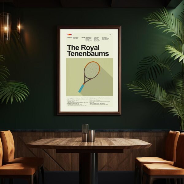 The Royal Tenenbaums movie poster with mid-century modern furniture design