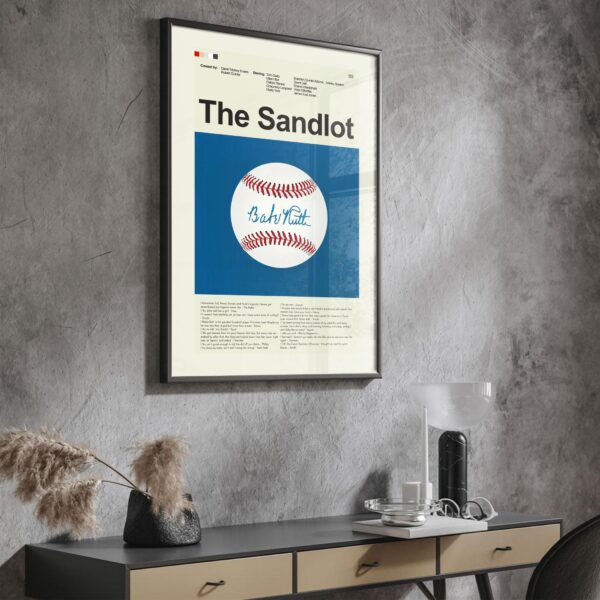 The Sandlot movie poster with mid-century modern design elements, limited edition