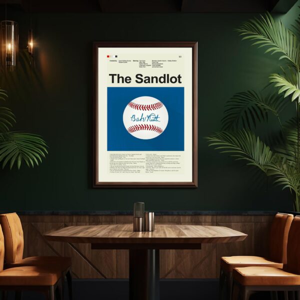 The Sandlot movie poster with mid-century modern design elements, limited edition