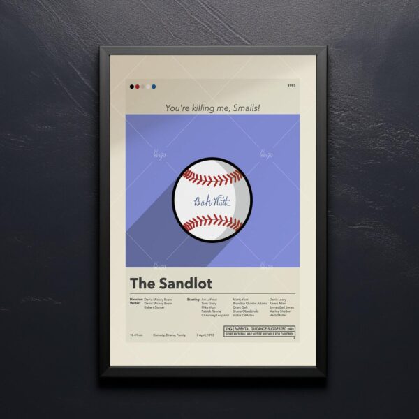 Mid-century modern poster of The Sandlot movie from mid 20th century
